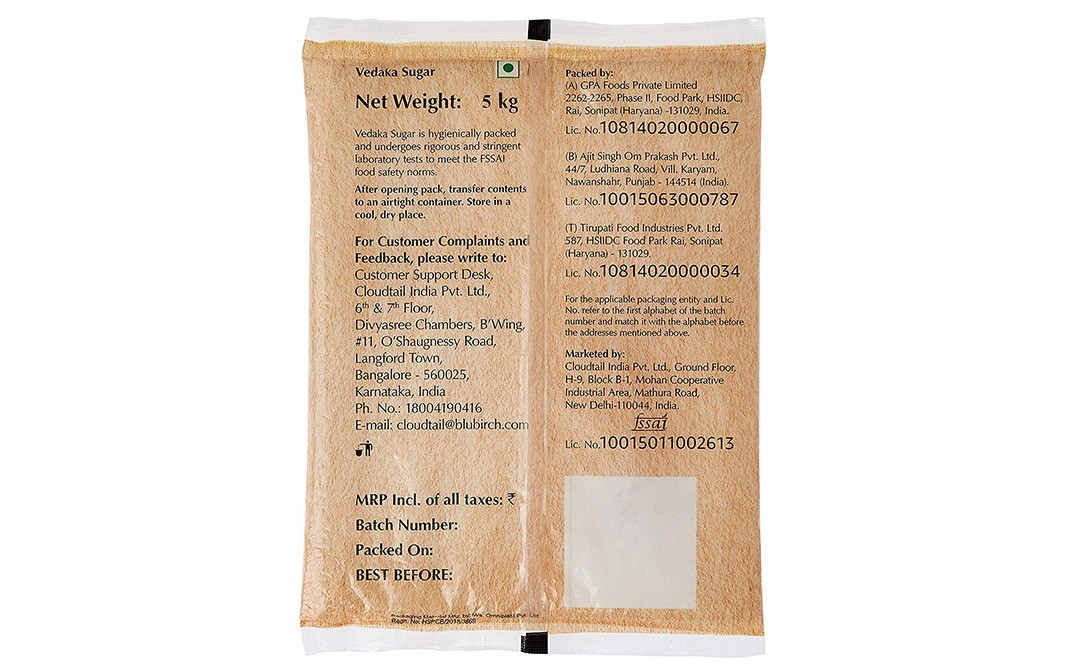 Vedaka Popular Sugar    Pack  5 kilogram